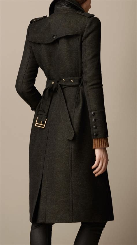 burberry green faux fur coat|Burberry oversized wool trench coat.